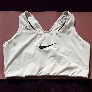 Nike Women's White Sports Bra with Black Logo